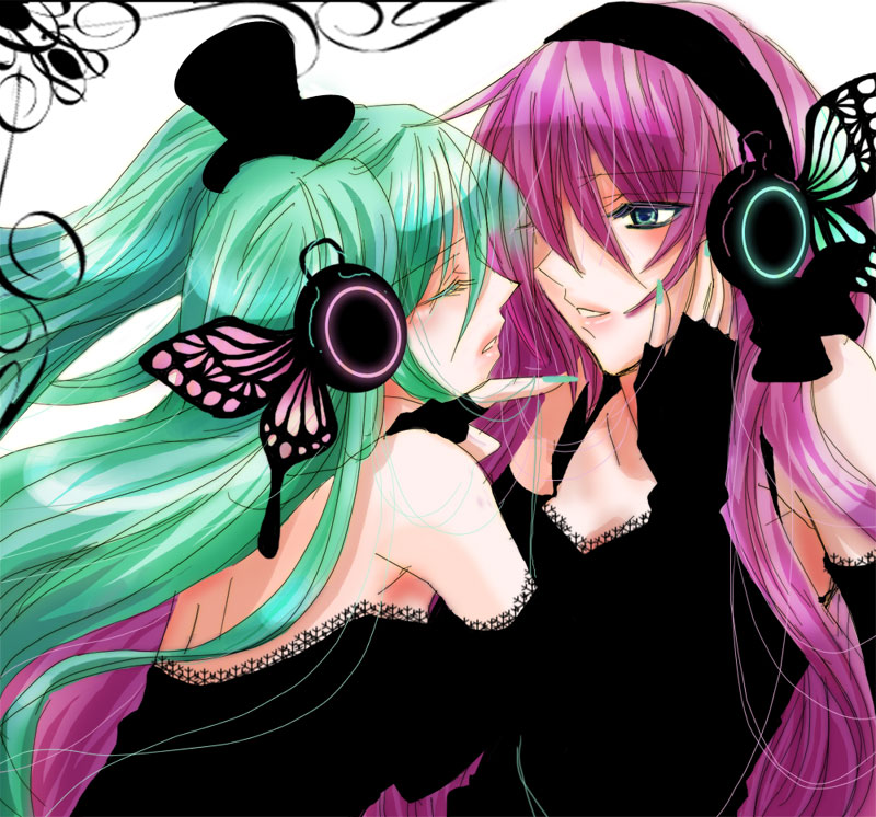 hatsune miku and megurine luka (vocaloid and 1 more) drawn by natsuru