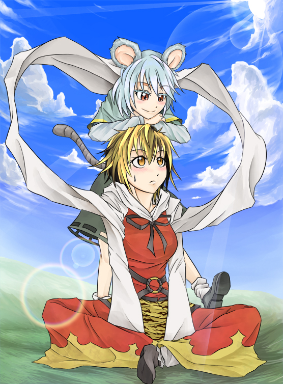 nazrin and toramaru shou (touhou) drawn by ryuuichi_(f_dragon)