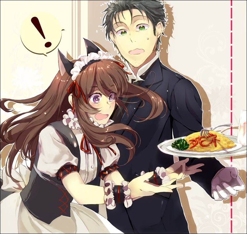 makise kurisu and okabe rintarou (steins;gate) drawn by sunege