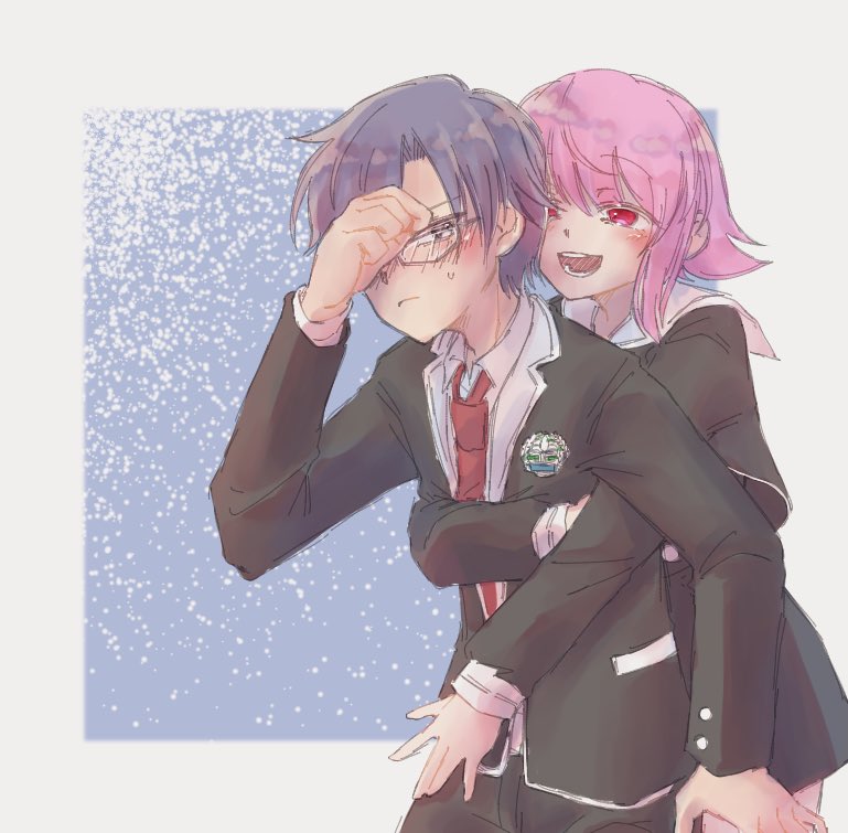 onoe serika and miyashiro takuru (chaos;child) drawn by 70lio