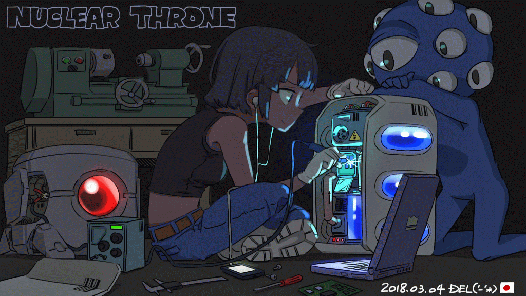 rogue, robot, and eyes (nuclear throne) drawn by del-chan