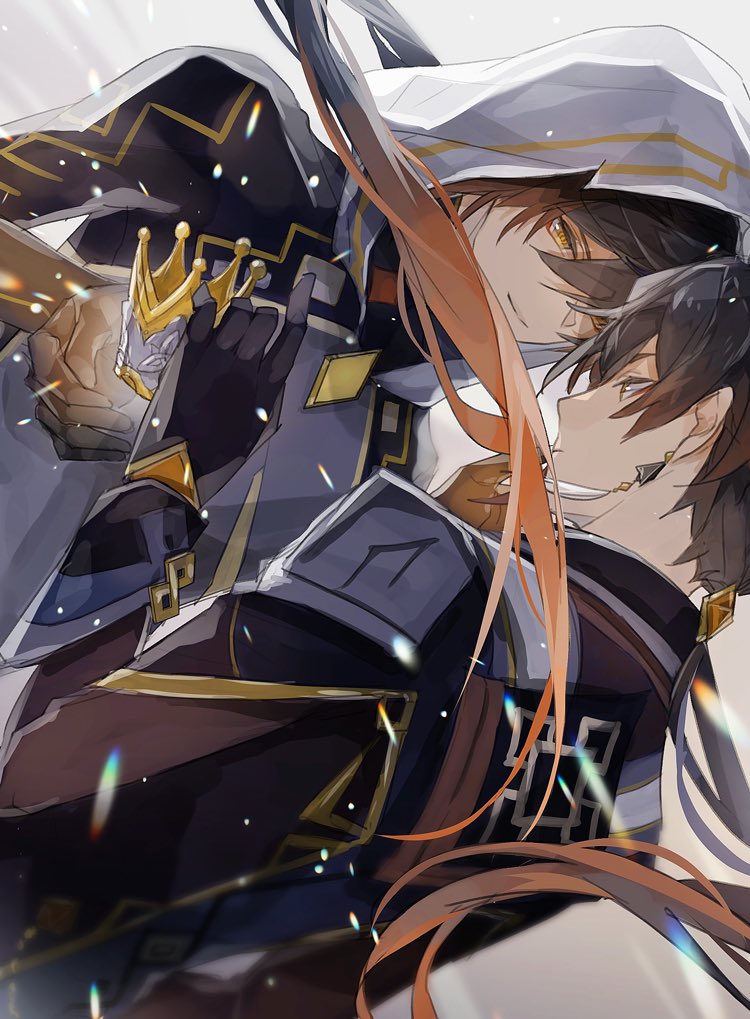zhongli and rex lapis (genshin impact) drawn by yu_(marmalade)