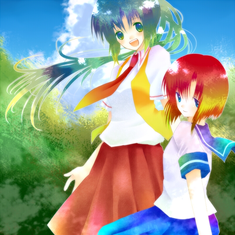 ryuuguu rena and sonozaki mion (higurashi no naku koro ni) drawn by amazuki_jou