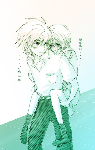 ayanami rei and nagisa kaworu (neon genesis evangelion) drawn by lrk