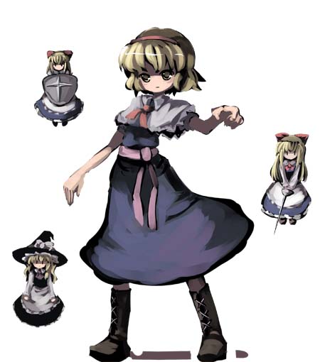 kirisame marisa, alice margatroid, shanghai doll, and hourai doll (touhou) drawn by gatau