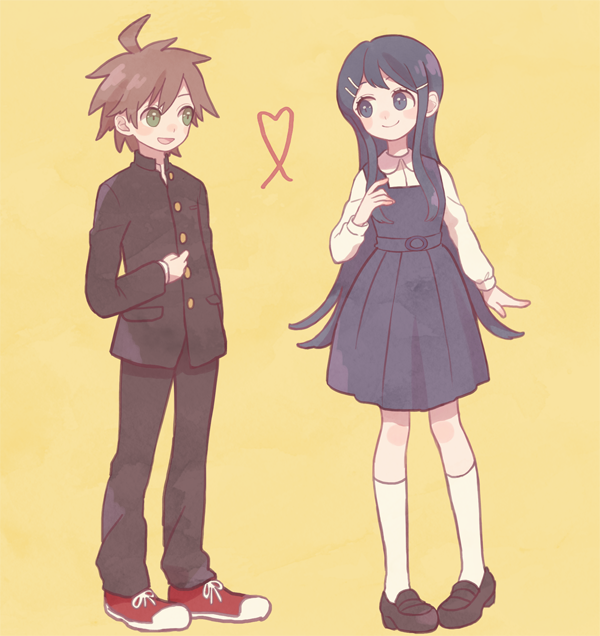 naegi makoto and maizono sayaka (danganronpa and 1 more) drawn by mikuni_(open-ranka)