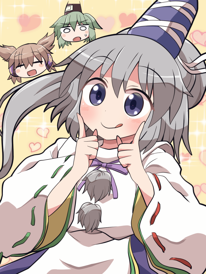 toyosatomimi no miko, mononobe no futo, and soga no tojiko (touhou) drawn by rokugou_daisuke