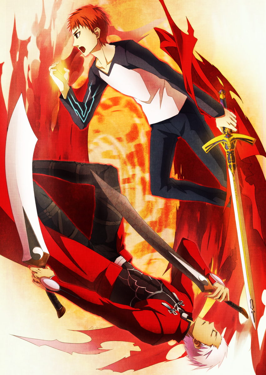 emiya shirou and archer (fate and 1 more) drawn by leila_(lalan)