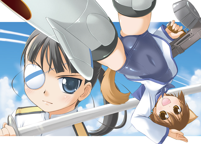 miyafuji yoshika and sakamoto mio (world witches series and 1 more) drawn by bakutendou
