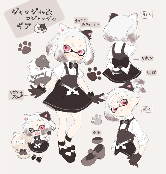 inkling player character, judd, and li'l judd (splatoon) drawn by cyan_beans