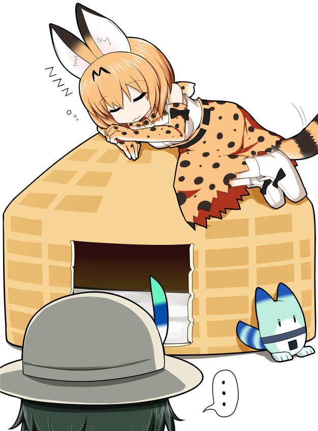 serval, kaban, and lucky beast (kemono friends) drawn by sudou_noboru