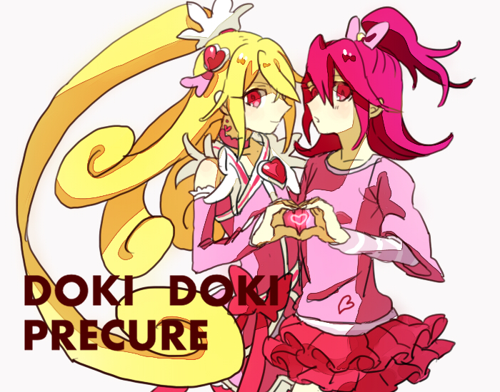 aida mana and cure heart (precure and 1 more) drawn by sanaki-r