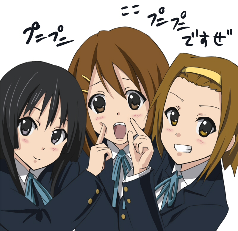 akiyama mio, hirasawa yui, and tainaka ritsu (k-on!) drawn by bokuden