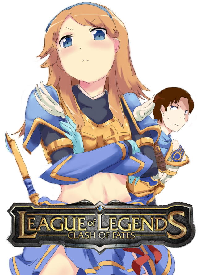 lux and garen (league of legends and 1 more) drawn by magukappu