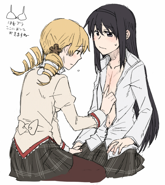 akemi homura and tomoe mami (mahou shoujo madoka magica) drawn by torinone