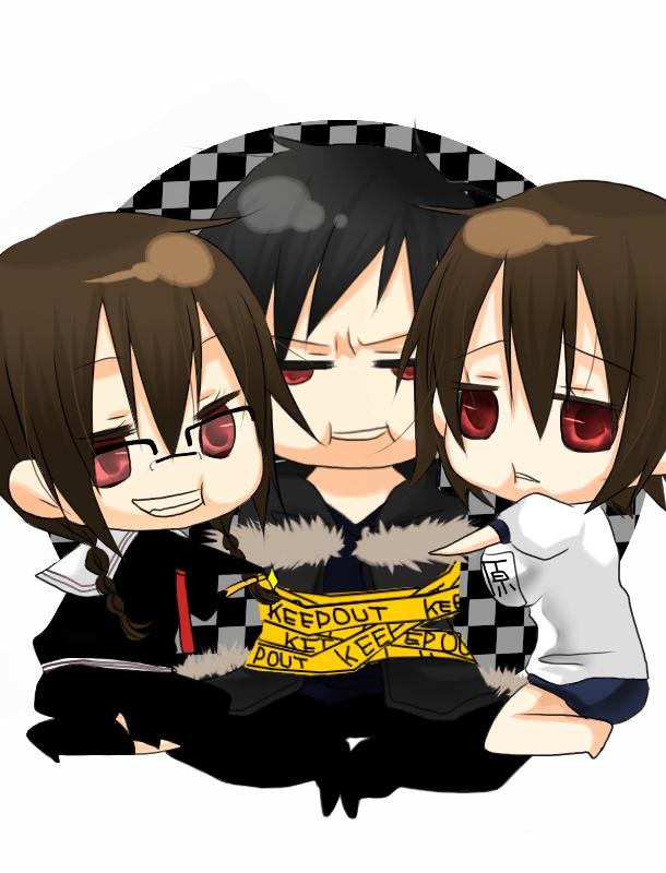 orihara izaya, orihara mairu, and orihara kururi (durarara!!) drawn by oreshikiwww