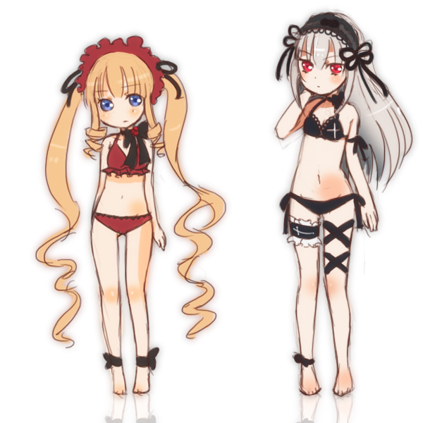 suigintou and shinku (rozen maiden) drawn by uzuki_tsukushi