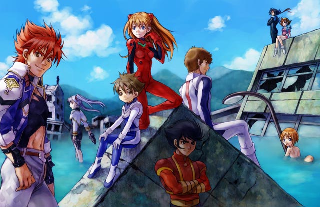 souryuu asuka langley, hoshino ruri, amuro ray, elpeo puru, rain mikamura, and 4 more (gundam and 11 more) drawn by nakamura_kanko