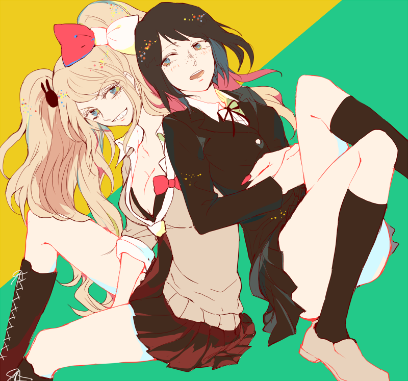 enoshima junko and ikusaba mukuro (danganronpa and 1 more) drawn by kuru_(kzyr)