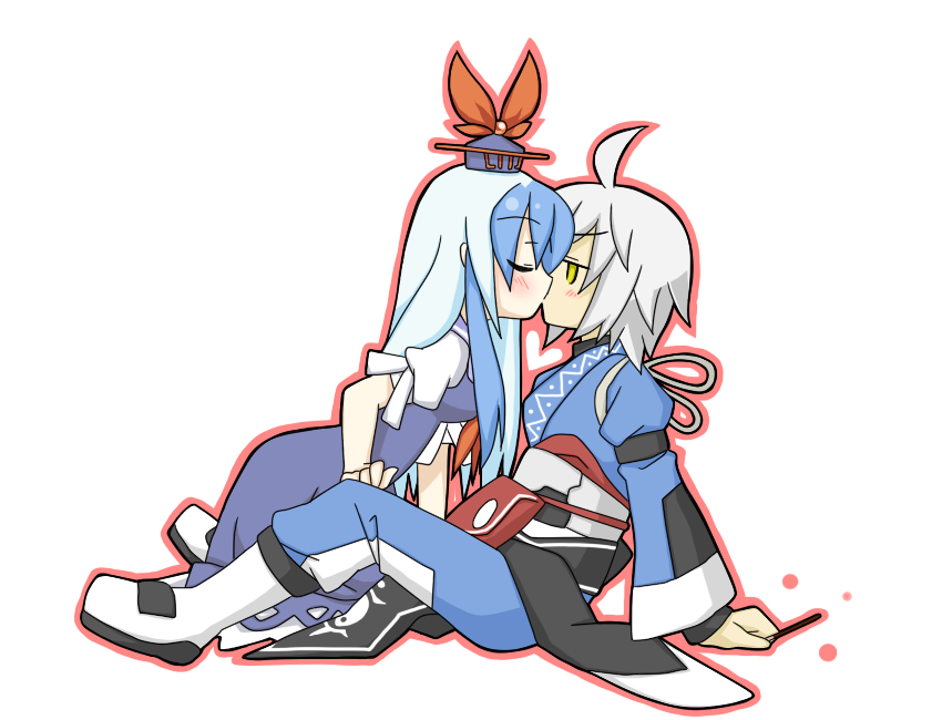 kamishirasawa keine and morichika rinnosuke (touhou) drawn by sag_(karehabase)