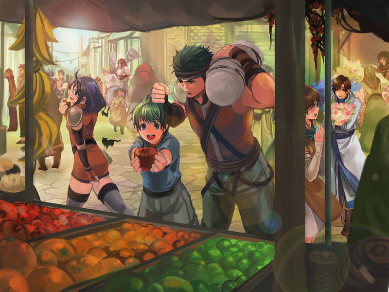 ike, mia, mist, titania, boyd, and 3 more (fire emblem and 1 more) drawn by hanakago