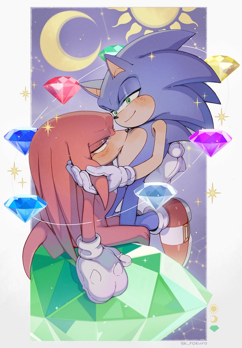 sonic the hedgehog and knuckles the echidna (sonic) drawn by sk_rokuro