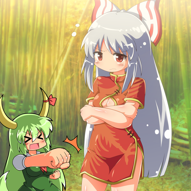 fujiwara no mokou, kamishirasawa keine, and ex-keine (touhou and 1 more) drawn by jinnouchi_akira