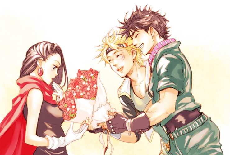 joseph joestar, caesar anthonio zeppeli, and lisa lisa (jojo no kimyou na bouken and 1 more) drawn by haato