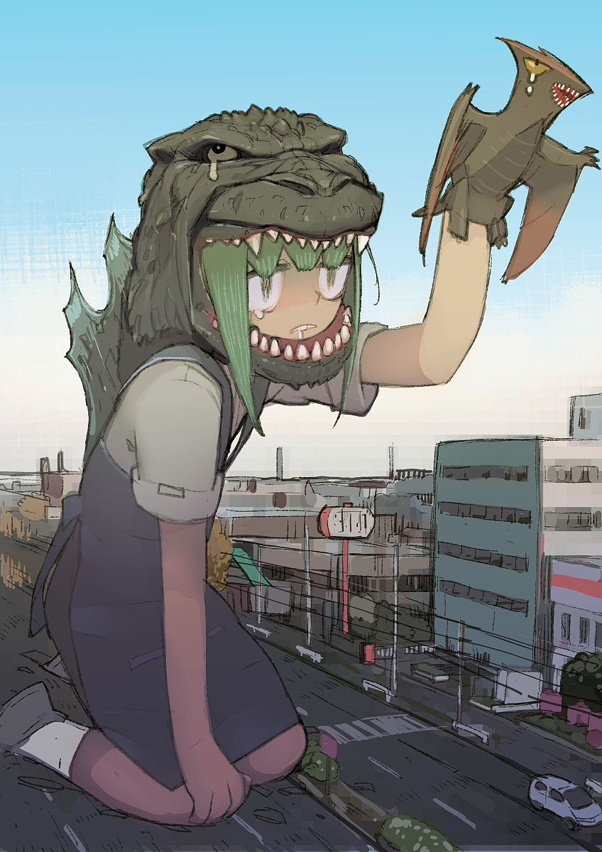 godzilla and gyaos (original and 3 more) drawn by umezawa_michiko