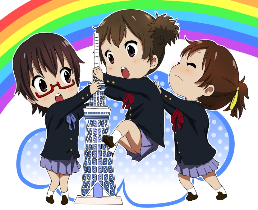 hirasawa ui, manabe nodoka, and suzuki jun (k-on!) drawn by ahenn