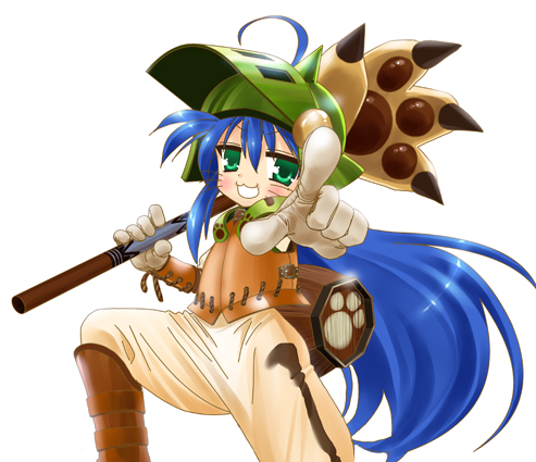 izumi konata and felyne (lucky star and 1 more) drawn by akutagawa_manbou