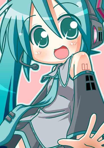 hatsune miku and chibi miku (vocaloid) drawn by minami_(colorful_palette)