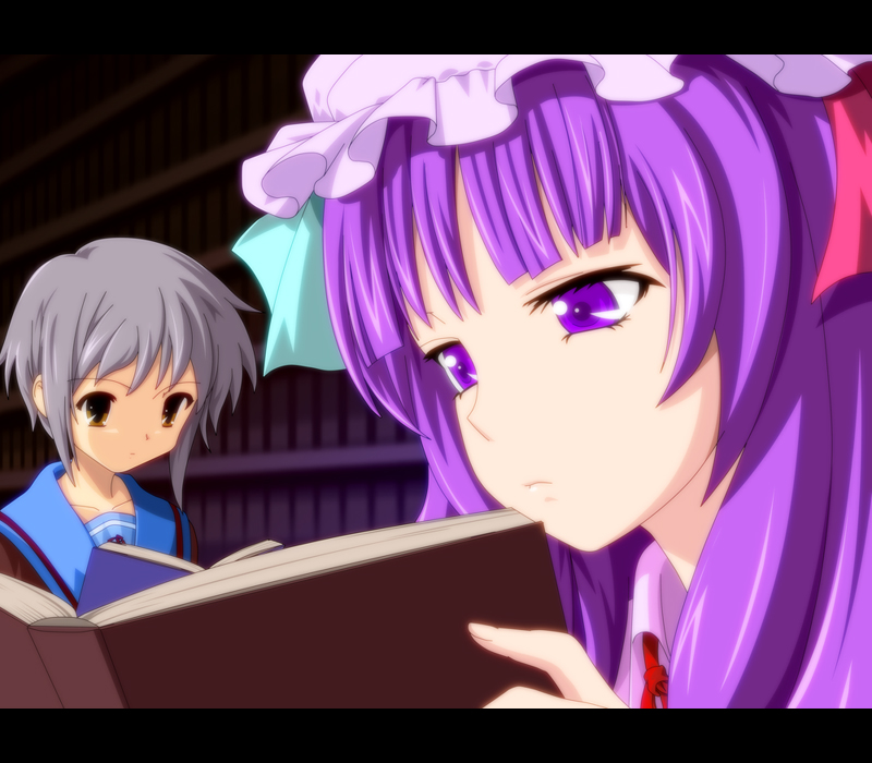 patchouli knowledge and nagato yuki (touhou and 1 more) drawn by j-unit_(lilykiss)