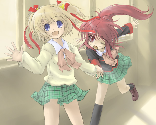 natsume rin and kamikita komari (little busters!) drawn by satou_takeshi