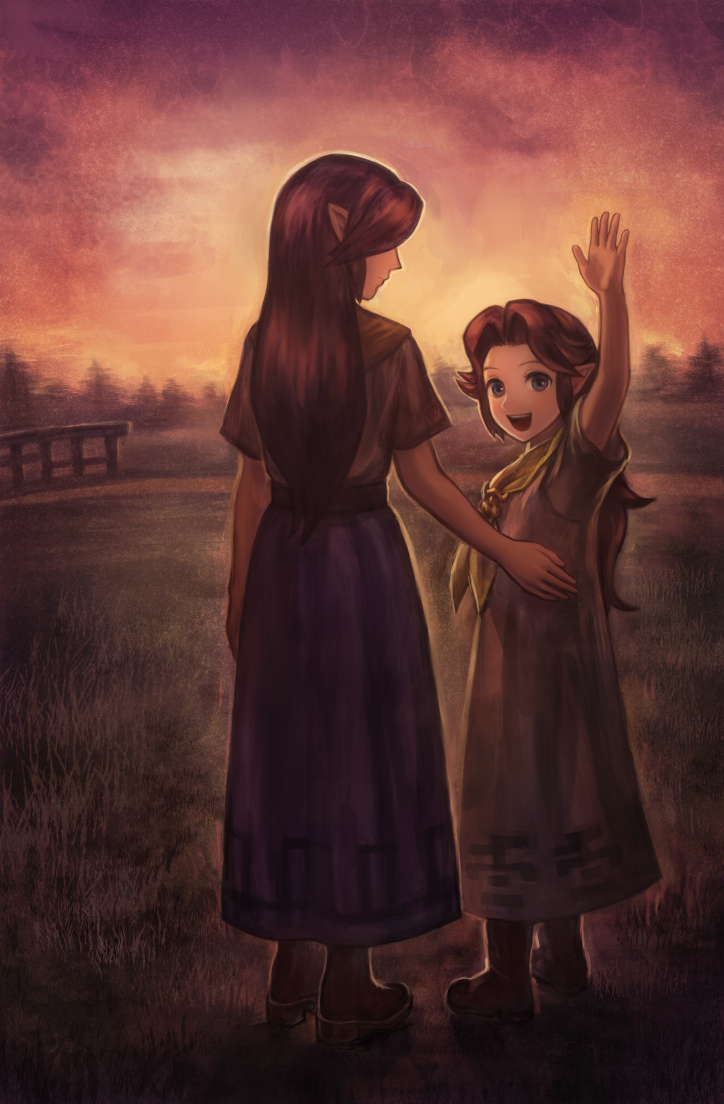 cremia and romani (the legend of zelda and 1 more) drawn by okakan