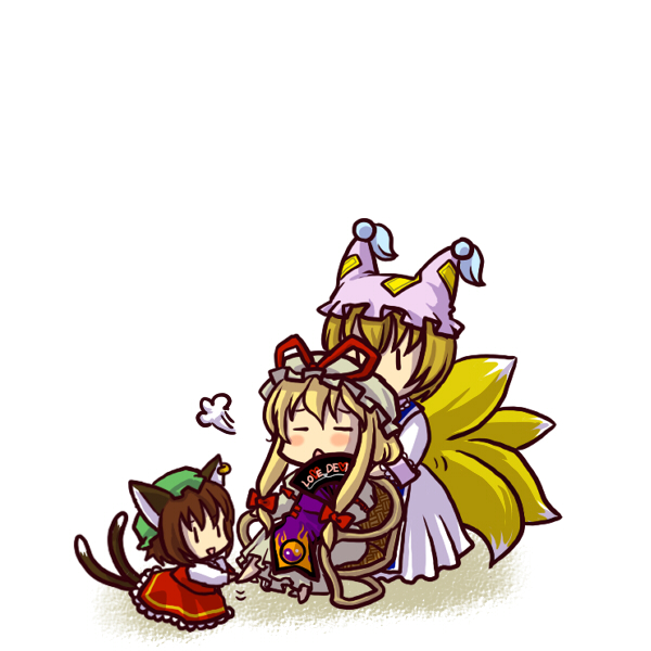 yakumo yukari, yakumo ran, and chen (touhou) drawn by socha