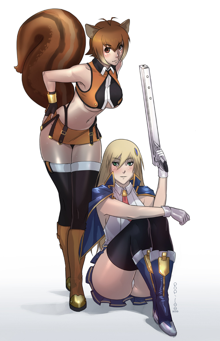makoto nanaya and noel vermillion (blazblue) drawn by pop-lee