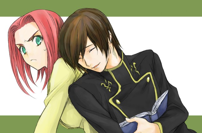 lelouch vi britannia and kouzuki kallen (code geass) drawn by touichi