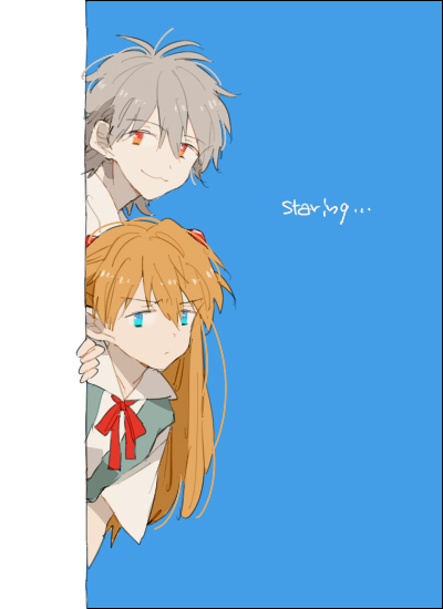 souryuu asuka langley and nagisa kaworu (neon genesis evangelion) drawn by 0930erina