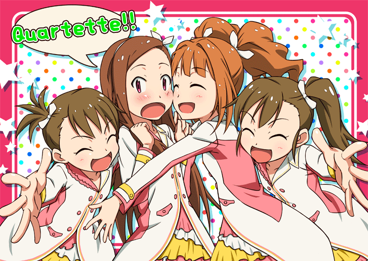 minase iori, takatsuki yayoi, futami mami, and futami ami (idolmaster) drawn by koumei_(akita_komachi)
