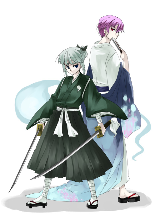 konpaku youmu and saigyouji yuyuko (touhou) drawn by tadano_kagekichi