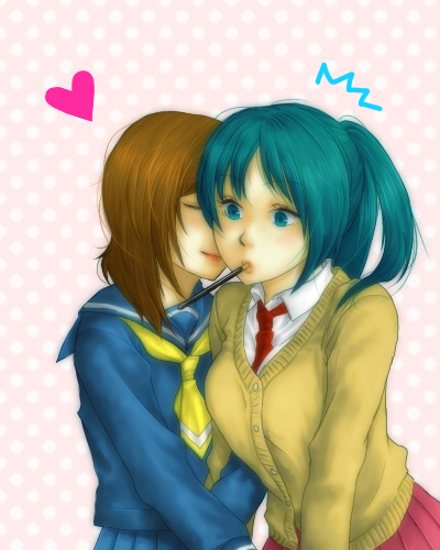 ryuuguu rena and sonozaki mion (higurashi no naku koro ni) drawn by mu-ko