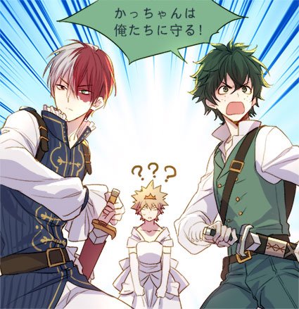 midoriya izuku, bakugou katsuki, and todoroki shoto (boku no hero academia) drawn by lm_0063
