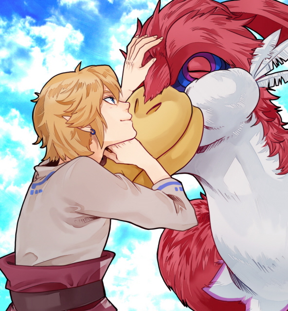 link and loftwing (the legend of zelda and 1 more) drawn by ys_(momonnga)