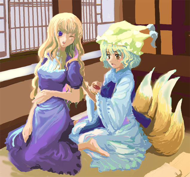 yakumo yukari and yakumo ran (touhou) drawn by nanami_sano
