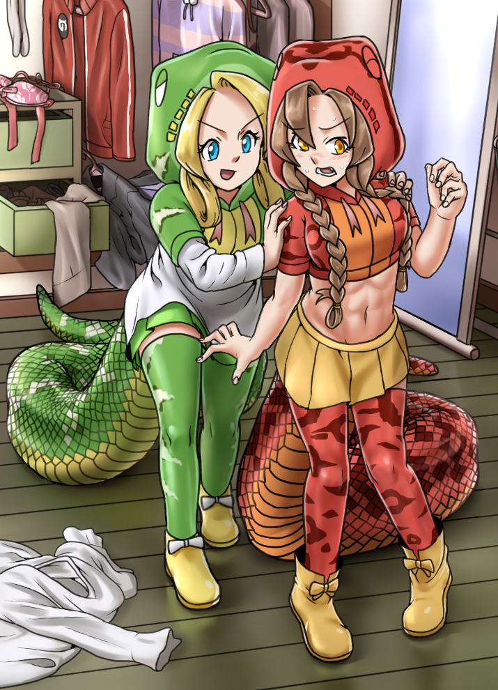 amazon tree boa and emerald tree boa (kemono friends) drawn by haegiwa_gonbee