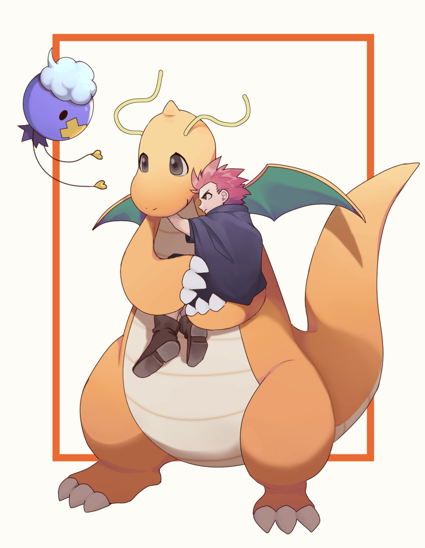 dragonite, lance, and drifloon (pokemon and 1 more) drawn by john_(user_wmrz3824)