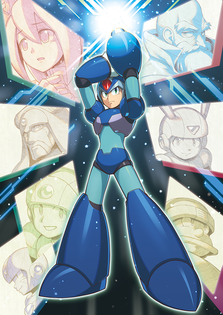 x, iris, double, dr. cain, isoc, and 2 more (mega man and 4 more) drawn by degarashi_(ponkotsu)