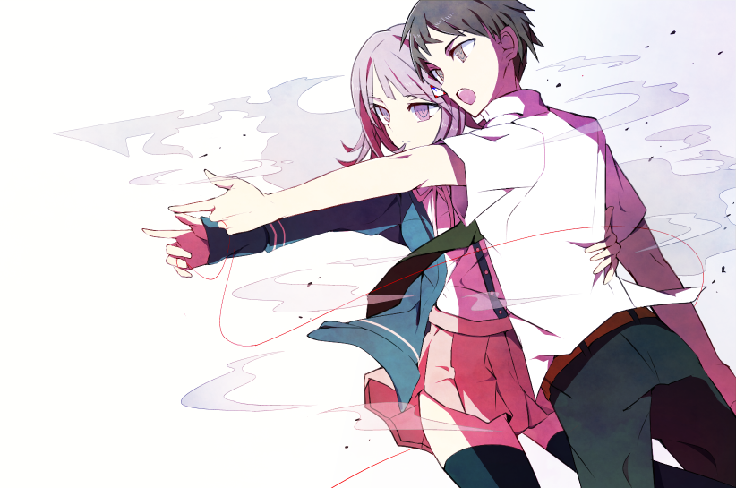 nanami chiaki and hinata hajime (danganronpa and 2 more) drawn by nonoko_(izmzi)