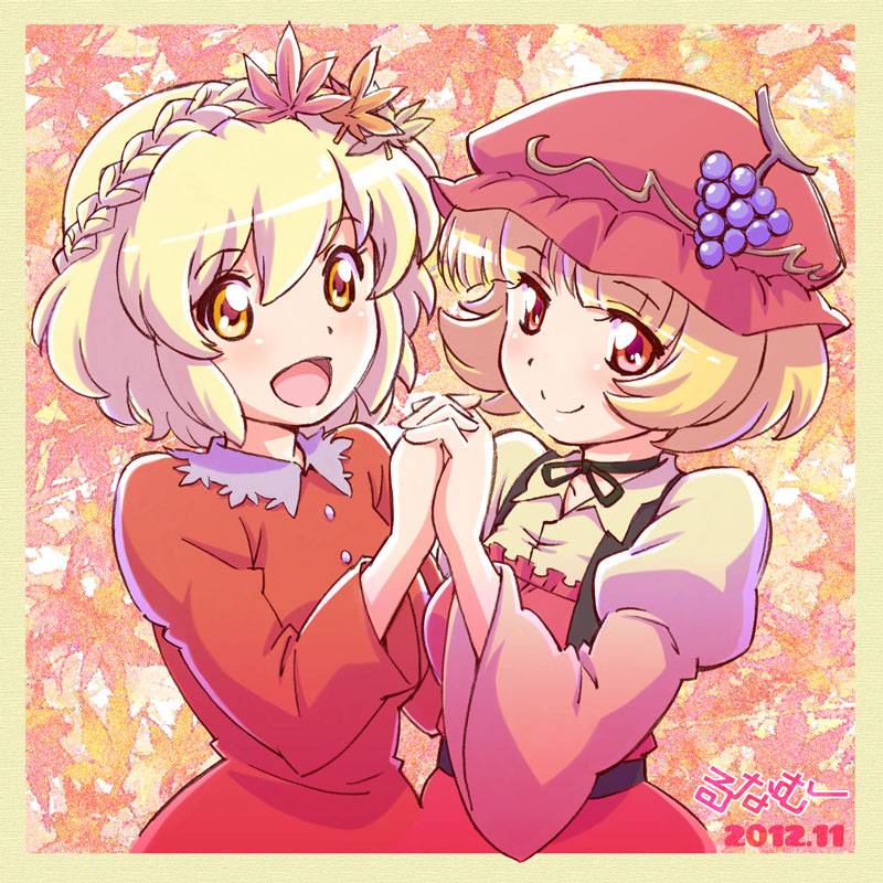 aki minoriko and aki shizuha (touhou) drawn by lunamoon